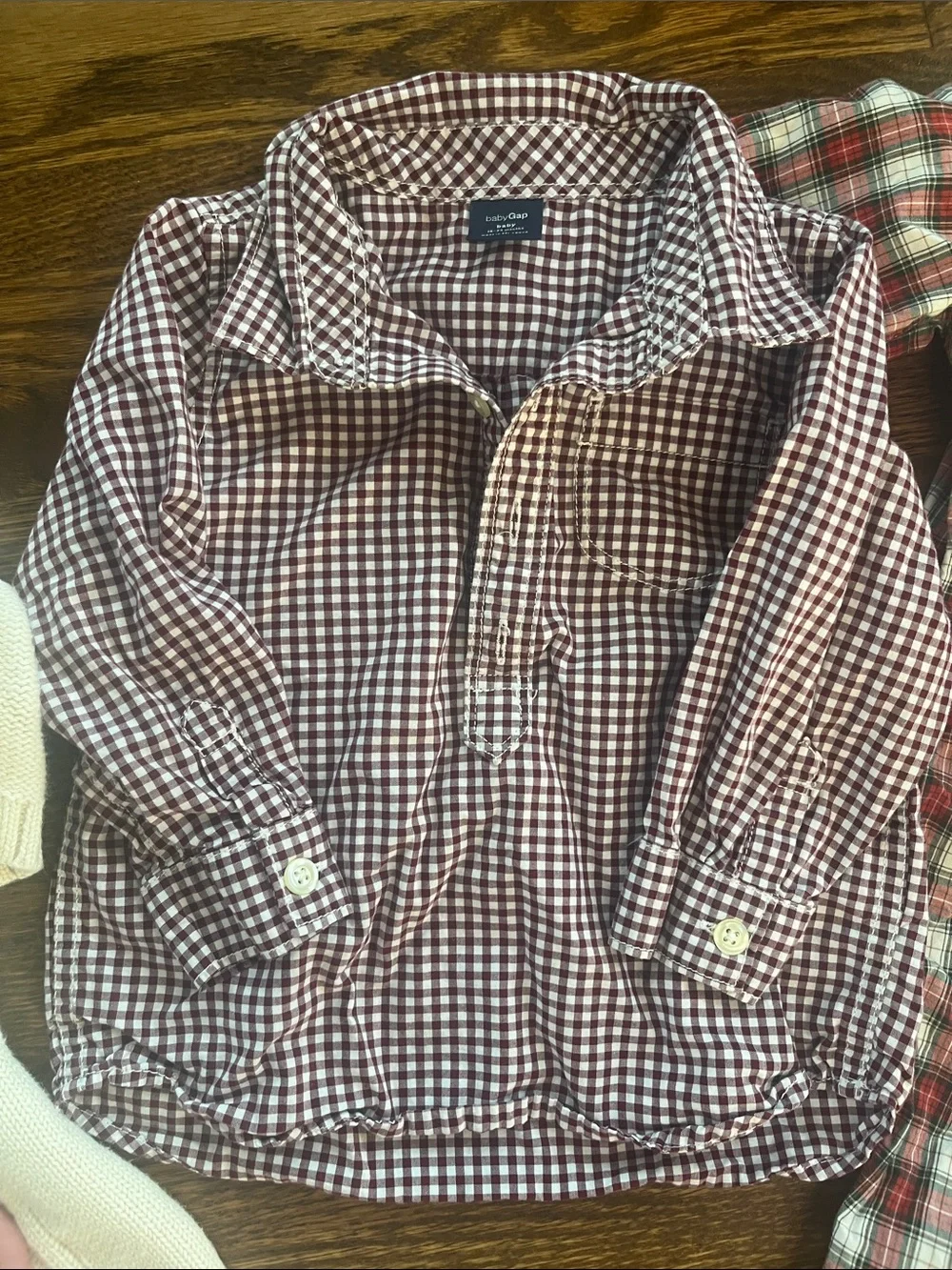 Old Navy Gap Maroon Cream Plaid bundle 12-18 months